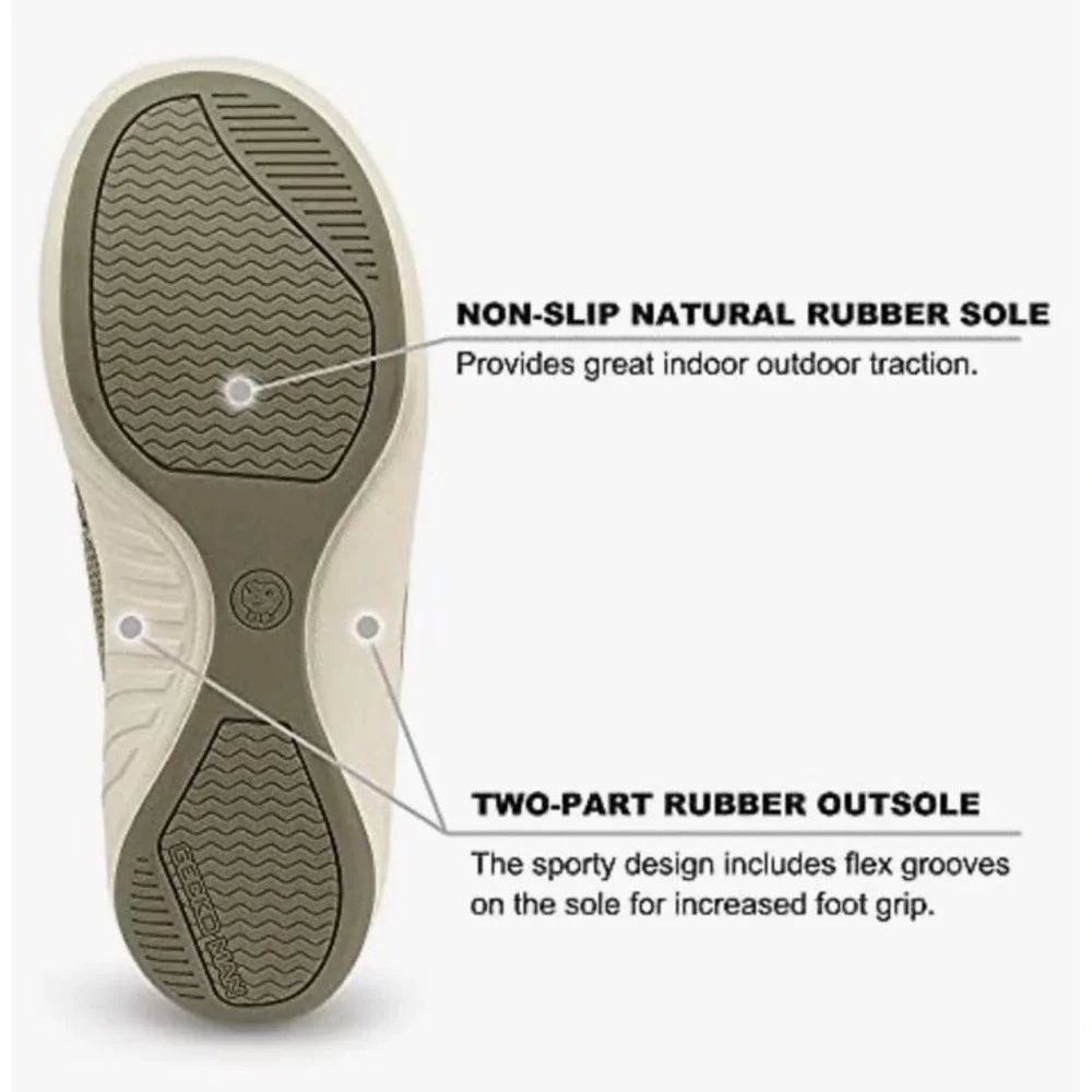 Mens Slippers with Arch Support, Canvas 11 Olive ( Built-in Fleece Insoles ) NEW
